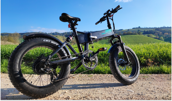 Una bicicletta elettrica Fiido M1 pro era temporaneamente parcheggiata in periferia.